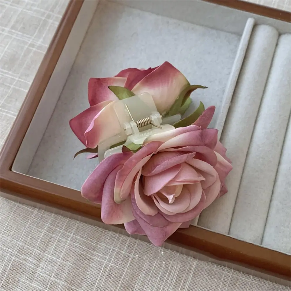 Fashion Peony Flower Flower Hair Claw Cloth Shark Clip Rose Hair Clip Cute Hairpin Korean Style Headwear Large Shark Clip Daily