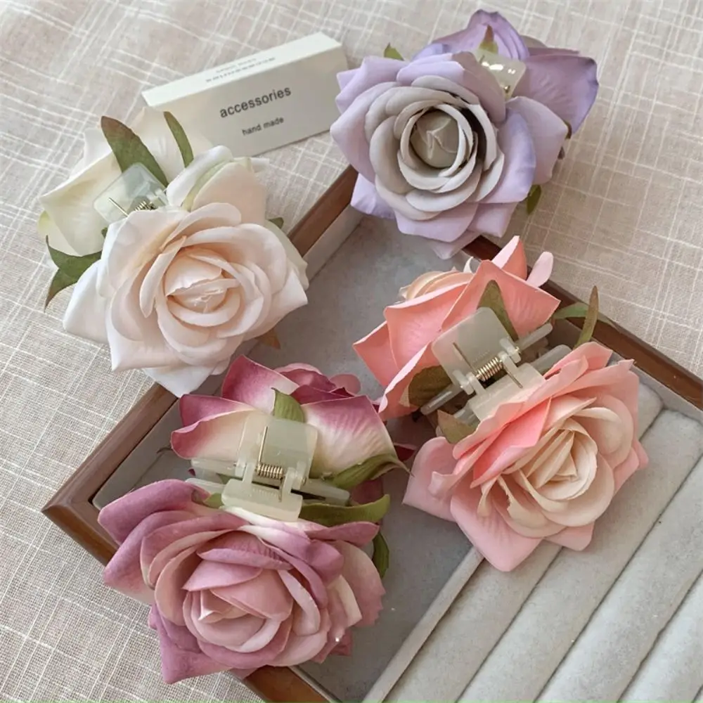 Fashion Peony Flower Flower Hair Claw Cloth Shark Clip Rose Hair Clip Cute Hairpin Korean Style Headwear Large Shark Clip Daily