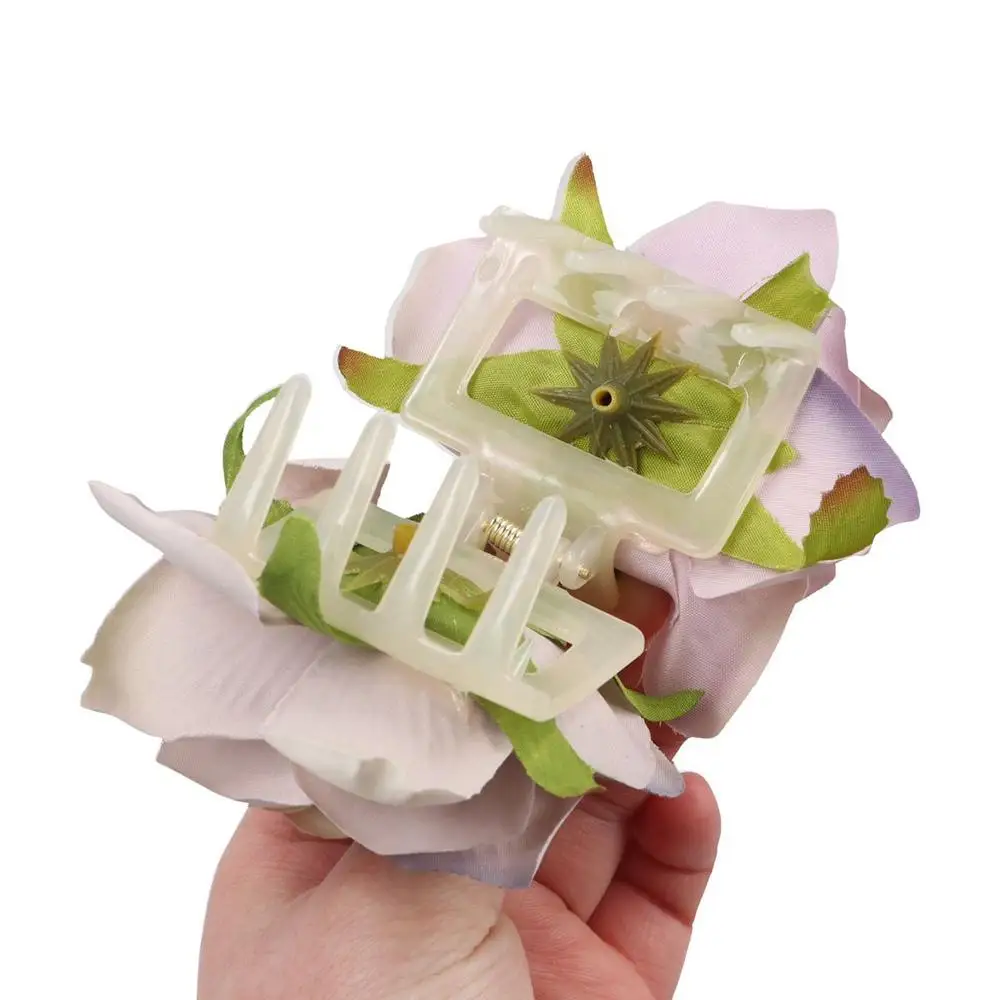Fashion Peony Flower Flower Hair Claw Cloth Shark Clip Rose Hair Clip Cute Hairpin Korean Style Headwear Large Shark Clip Daily