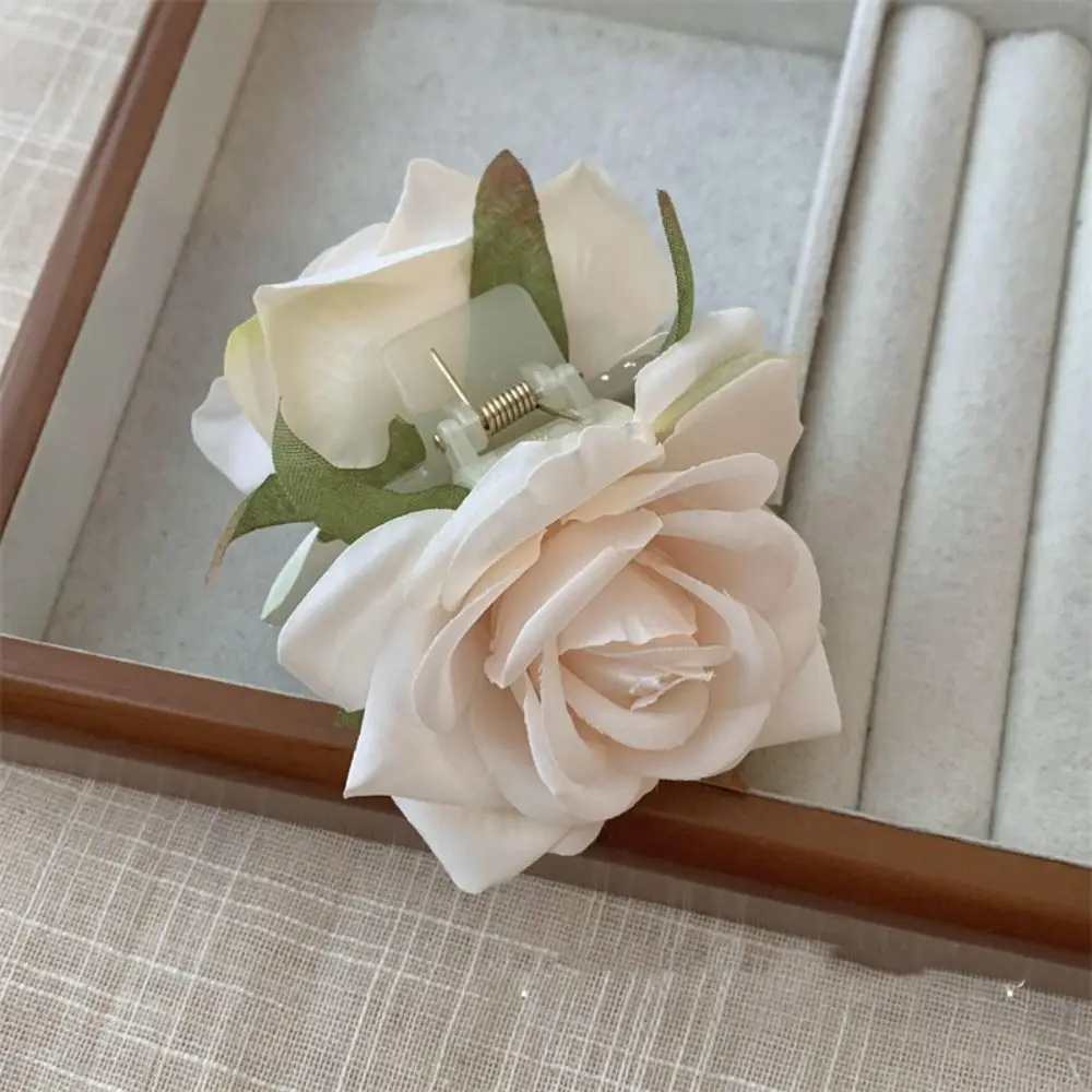 Fashion Peony Flower Flower Hair Claw Cloth Shark Clip Rose Hair Clip Cute Hairpin Korean Style Headwear Large Shark Clip Daily