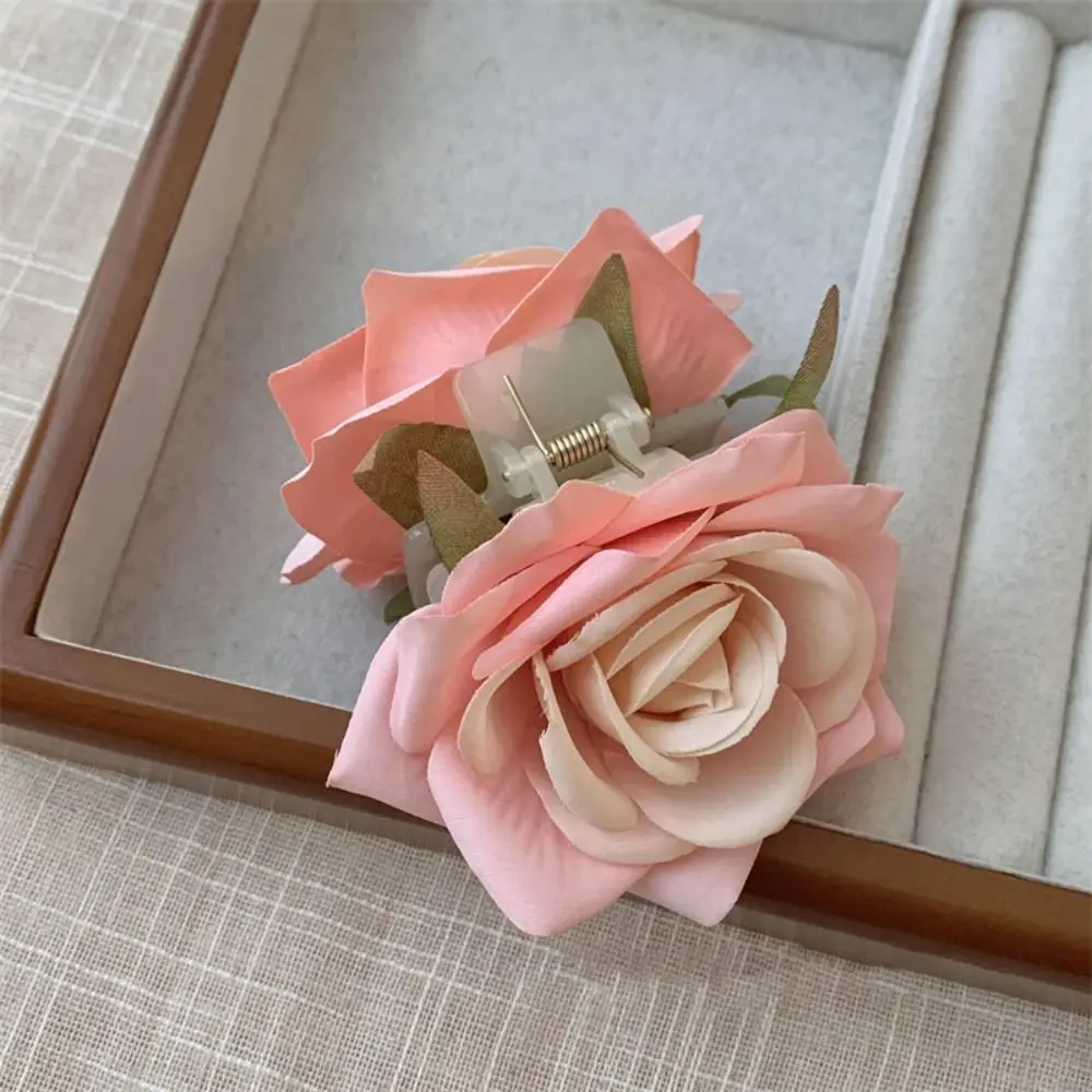 Fashion Peony Flower Flower Hair Claw Cloth Shark Clip Rose Hair Clip Cute Hairpin Korean Style Headwear Large Shark Clip Daily