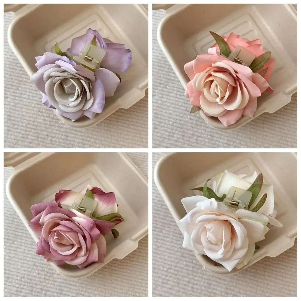 Fashion Peony Flower Flower Hair Claw Cloth Shark Clip Rose Hair Clip Cute Hairpin Korean Style Headwear Large Shark Clip Daily