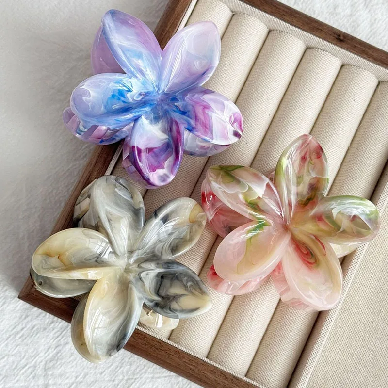 1/3PCS Hawaiian Gradient Flower Hair Claw Clip for Women Fashion Plastic Non Slip Hold Hairpin Barrette Girl Hair Accessories