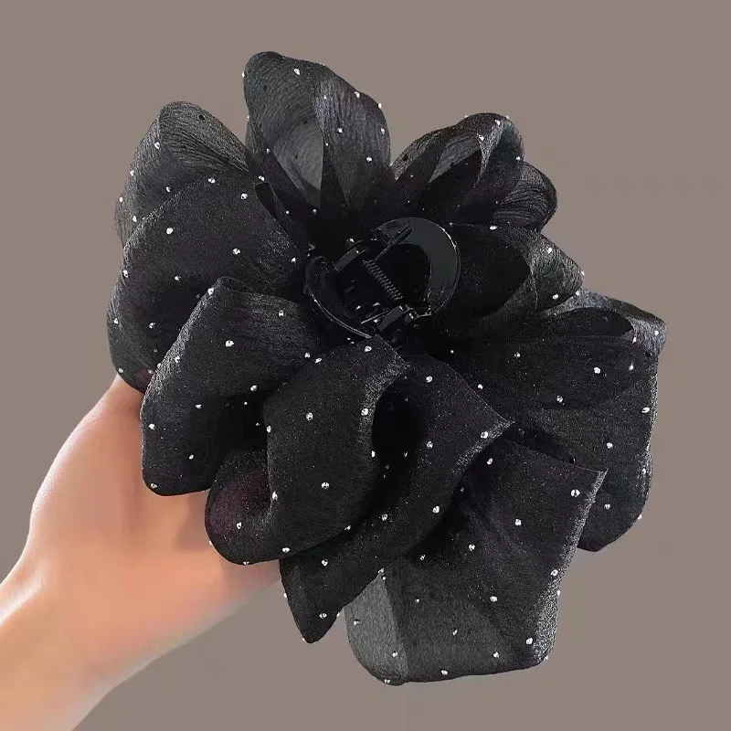 Oversized Double-Sided Diamond Bubble Clip Temperamental Mesh Hair Accessory For Women