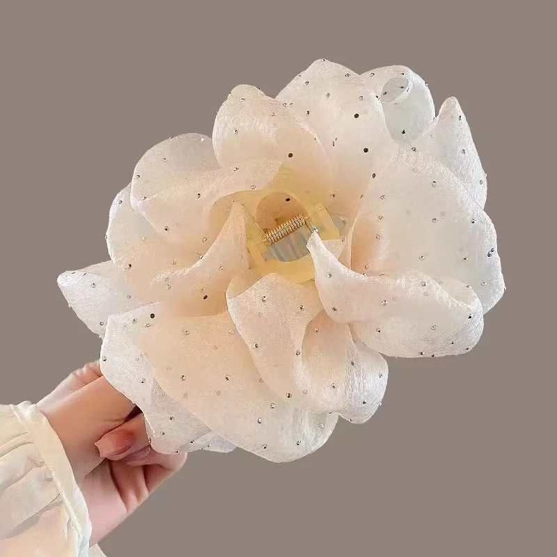 Oversized Double-Sided Diamond Bubble Clip Temperamental Mesh Hair Accessory For Women