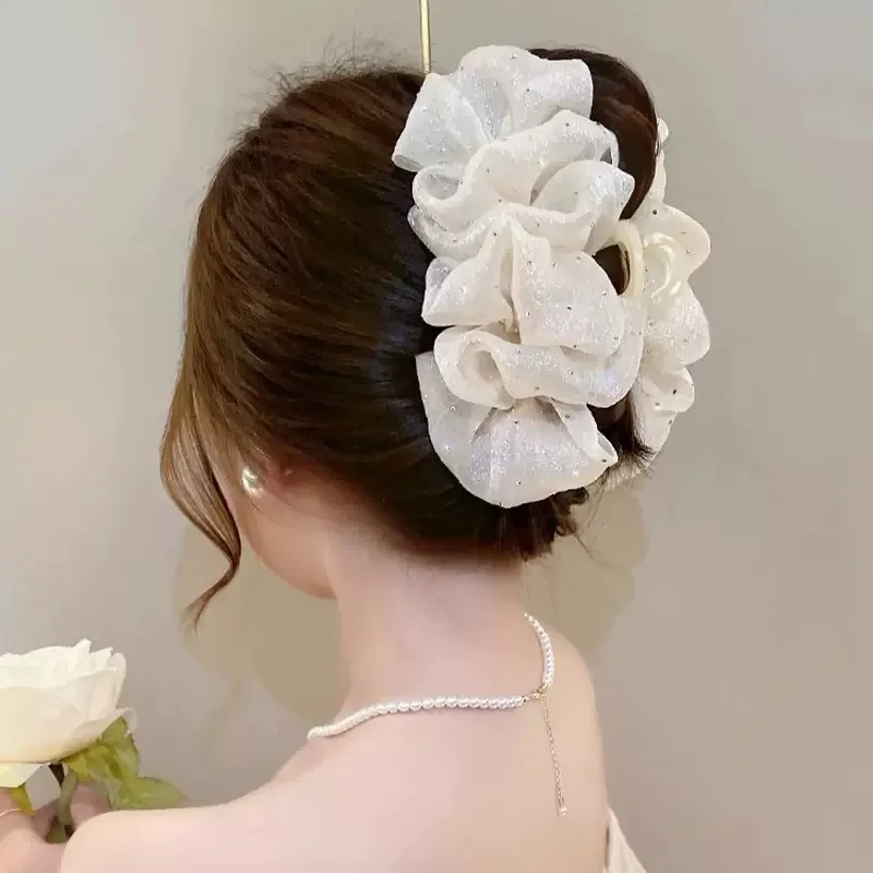 Oversized Double-Sided Diamond Bubble Clip Temperamental Mesh Hair Accessory For Women