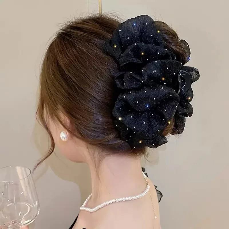 Oversized Double-Sided Diamond Bubble Clip Temperamental Mesh Hair Accessory For Women