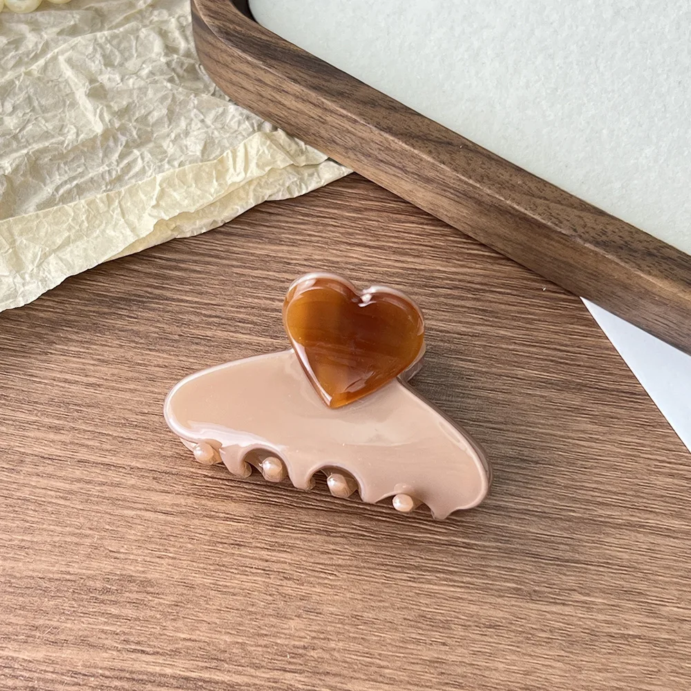 1pc Korean Acetate Grab Clip French Elegant Love Half-Tie Hairpin, High-Quality Temperament Bangs Clip Headwear