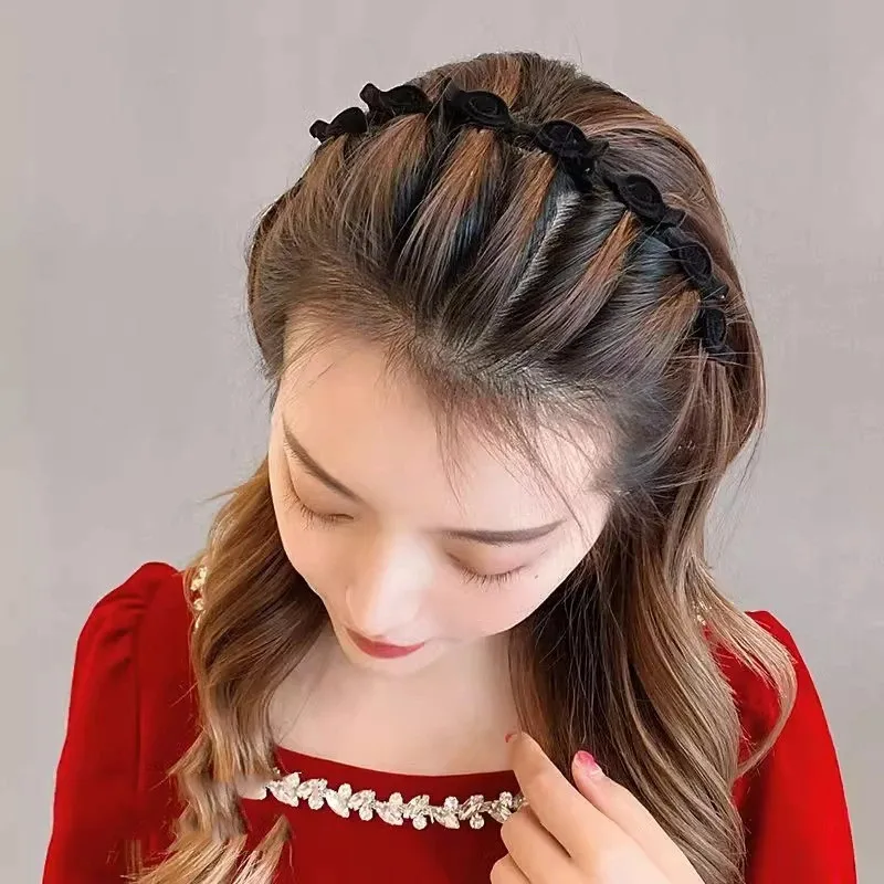 1/2/3 Set Ladies Flocking Braided Headband Simple Broken Hairpin Headband Fashionable Girls Face Washing Headband