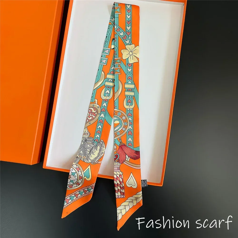 French New Style Scarf Heart Leather Buckle Feather Pattern Bow Ribbon for Women Tied Bags Necktie Multifunctional Accessories