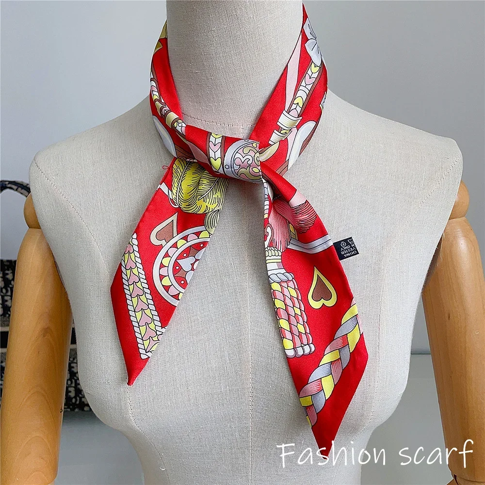 French New Style Scarf Heart Leather Buckle Feather Pattern Bow Ribbon for Women Tied Bags Necktie Multifunctional Accessories