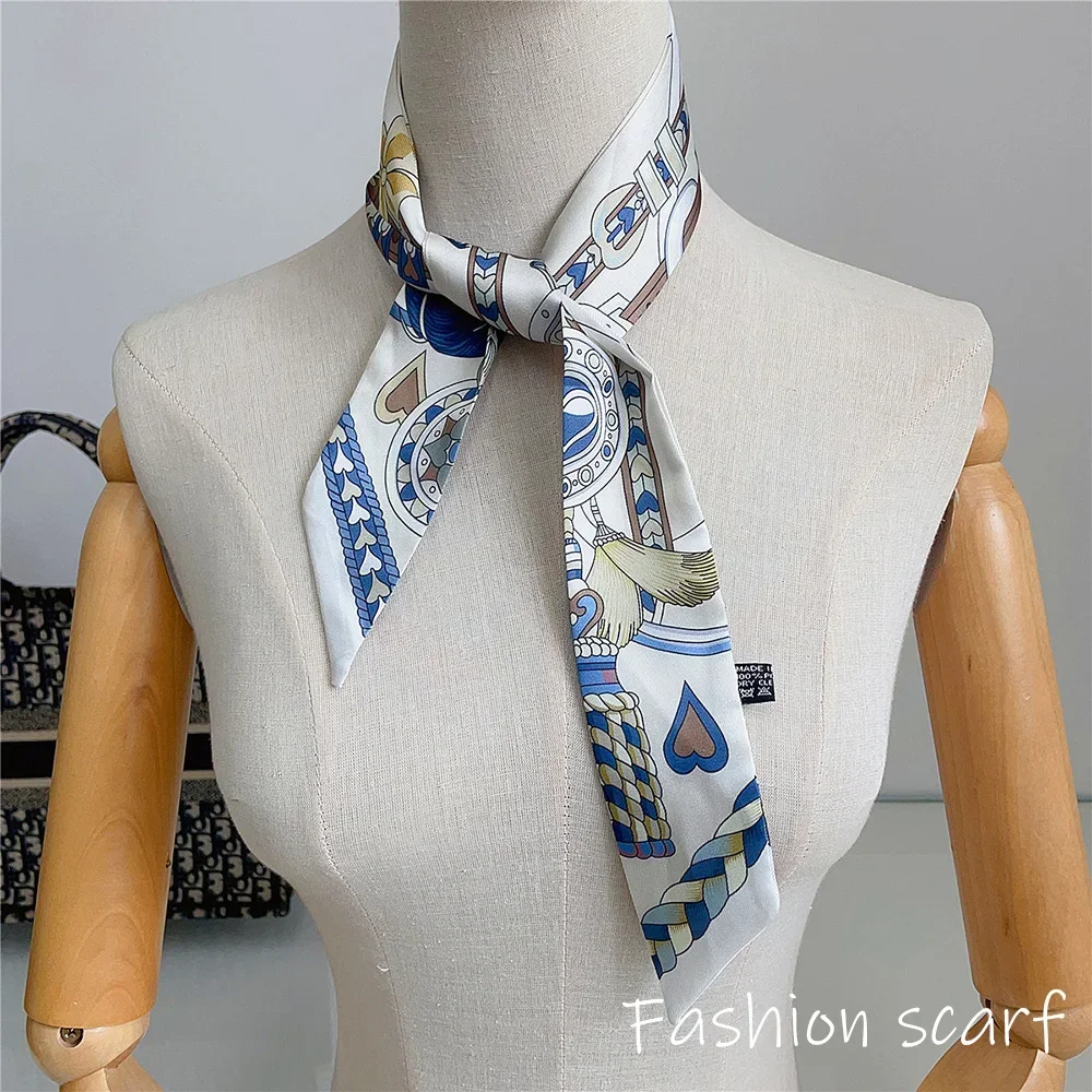 French New Style Scarf Heart Leather Buckle Feather Pattern Bow Ribbon for Women Tied Bags Necktie Multifunctional Accessories