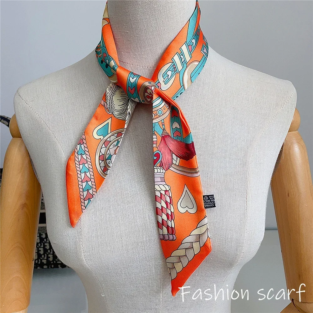 French New Style Scarf Heart Leather Buckle Feather Pattern Bow Ribbon for Women Tied Bags Necktie Multifunctional Accessories