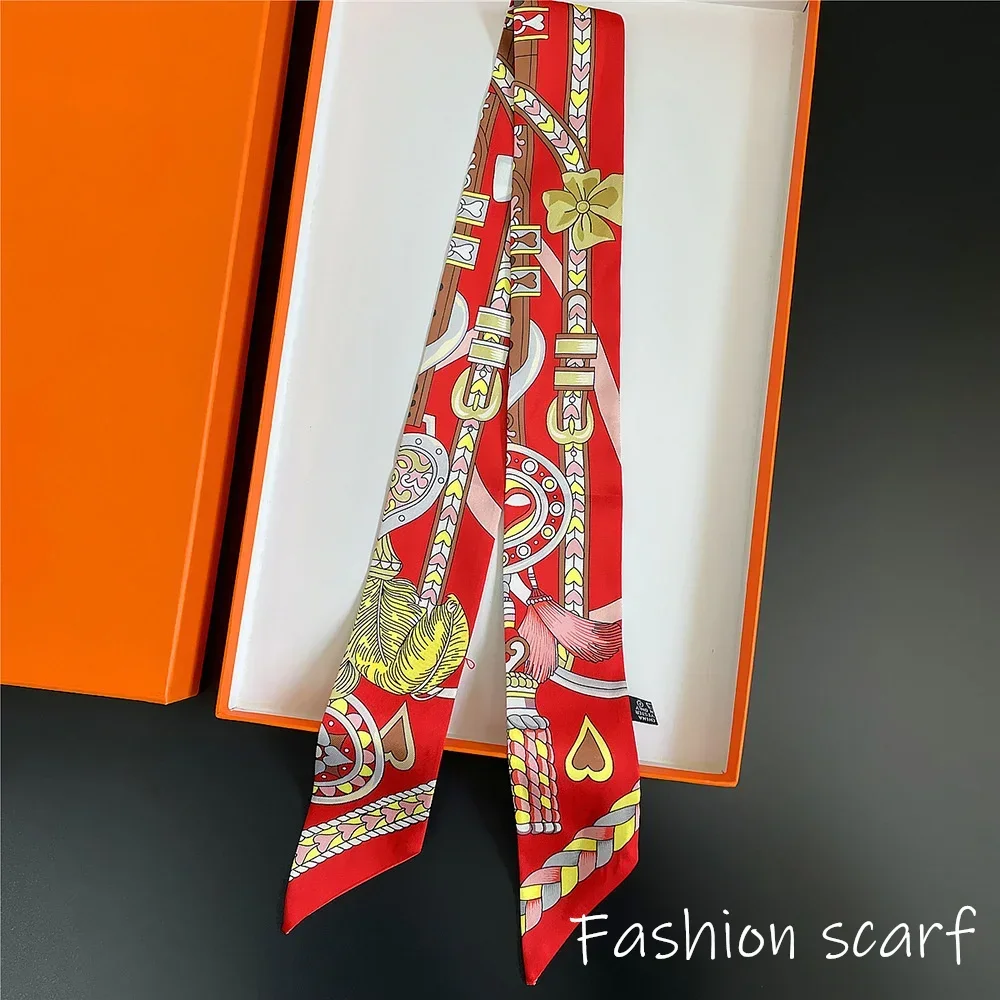 French New Style Scarf Heart Leather Buckle Feather Pattern Bow Ribbon for Women Tied Bags Necktie Multifunctional Accessories