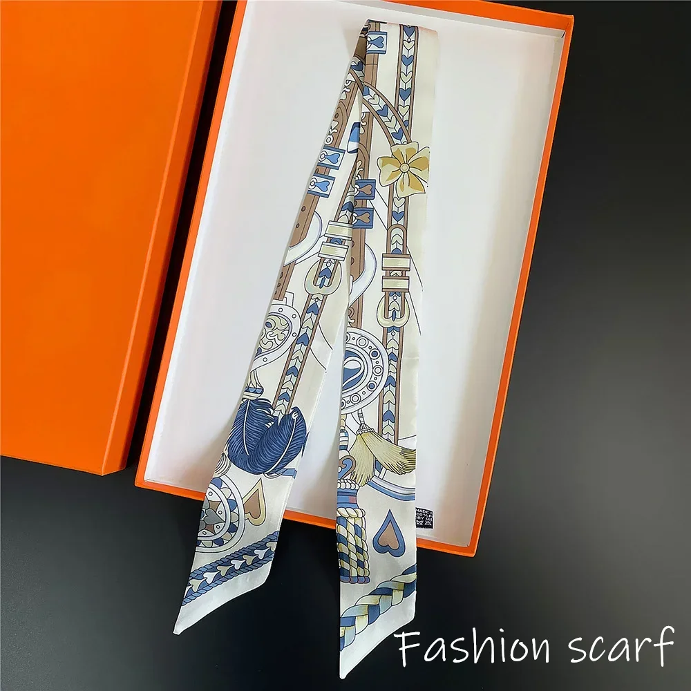 French New Style Scarf Heart Leather Buckle Feather Pattern Bow Ribbon for Women Tied Bags Necktie Multifunctional Accessories