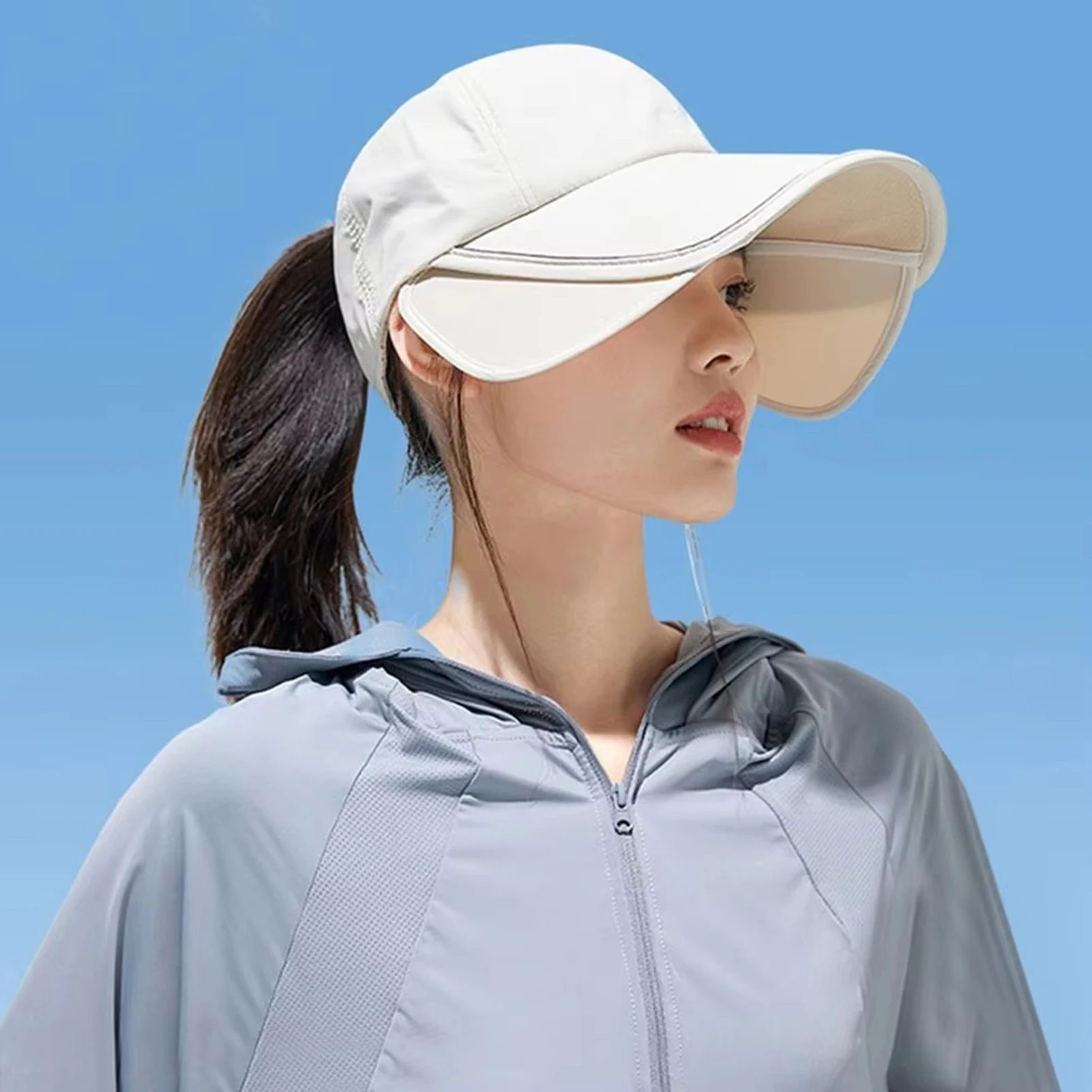 Outdoor Sun Hat Golf UV Protection Wide Brim Summer Sports Cap Full Face Cover Adjustable for Men Women