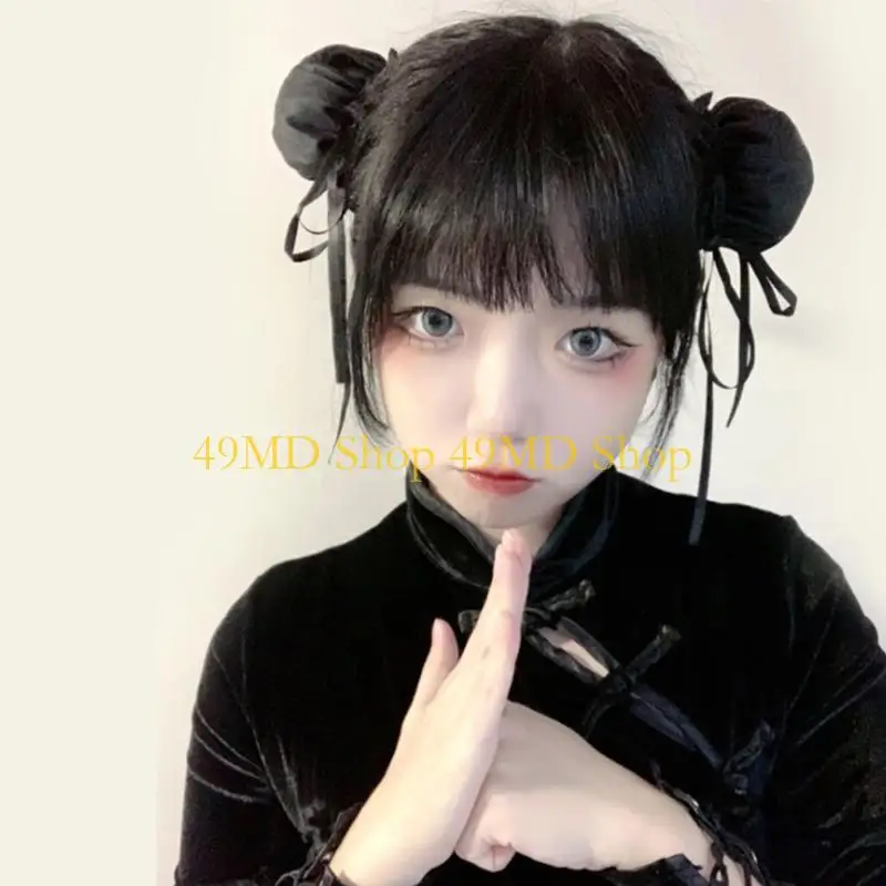 49MD Chunli Hair Bun Covers Headwear Hair Hoop Handmade Cosplay Accessories Chun Cosplay Women's Superior Street Figh