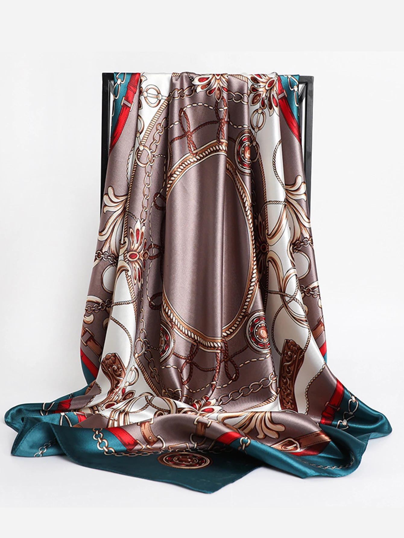 Luxury Brand Square Silk Scarves Women Hijab Shawls Print Kerchief Femme Head Scarf Foulard Bandana Beach Pareo 90cm