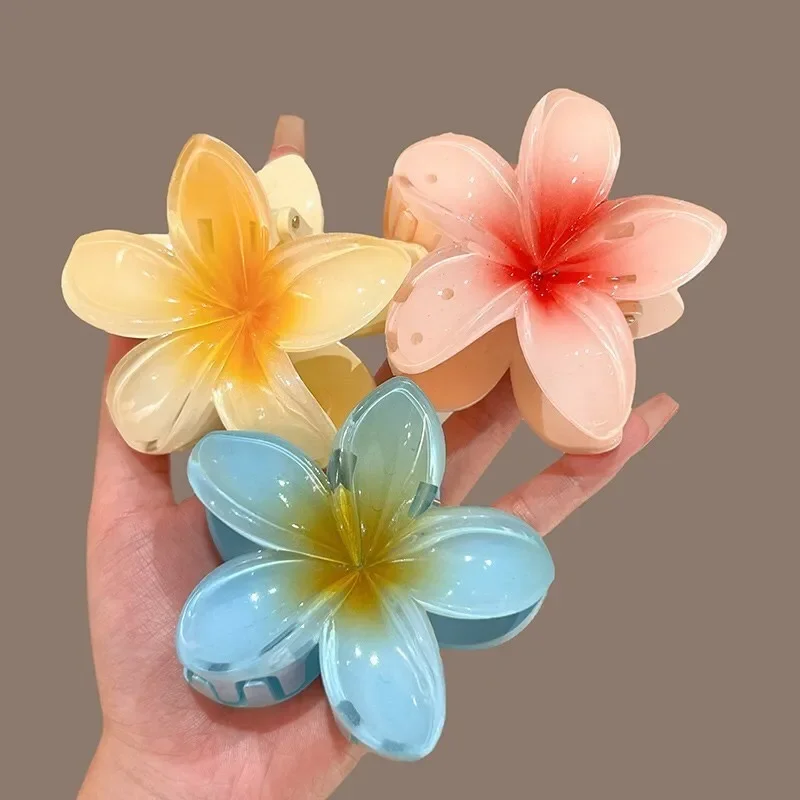 2025 New Hawaiian Gradient Hair Clips Women Flower Hair Claws Shark Hairpins Vacation Beach Style Hairpins Hair Accessories