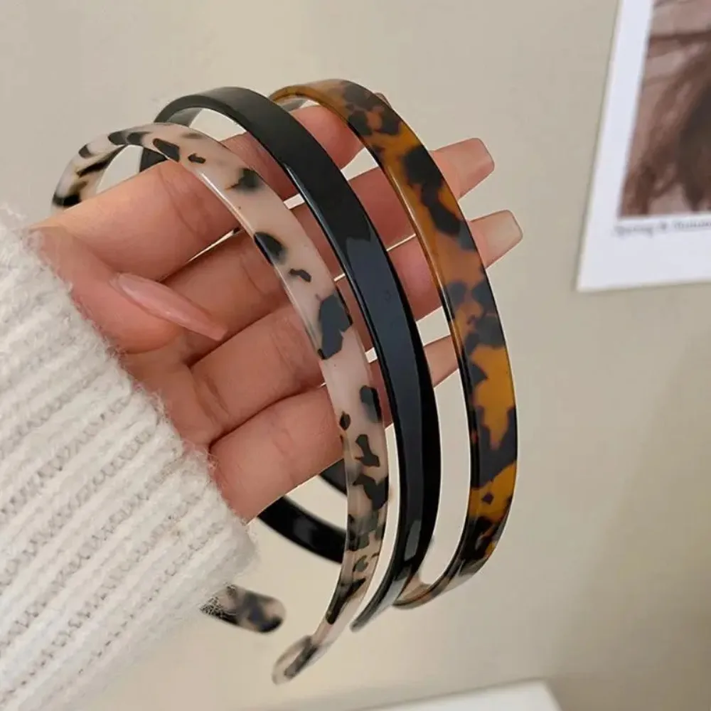 Vintage Sunglasses Shaped Headband Anti-Slip Acrylic Leopard Print Hair Hoop For Women Girls Makeup, Sports, Washing Face, Work