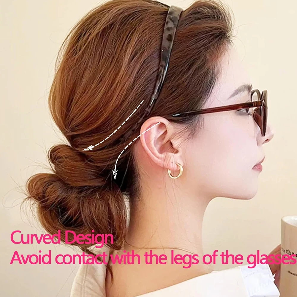 Vintage Sunglasses Shaped Headband Anti-Slip Acrylic Leopard Print Hair Hoop For Women Girls Makeup, Sports, Washing Face, Work