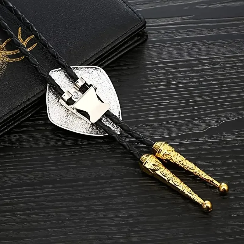 Wholesale of New Fashionable Men's Geometric Shield Cross Leather Rope Pollo Ties As Gifts