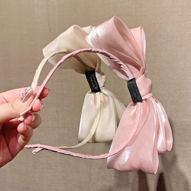 Spring/Summer Girl Bow Bezel Headband Solid Color Hair Band Diademas Para El Pelo Mujer Ободок Mujer 리본머리띠 Headbands for Women