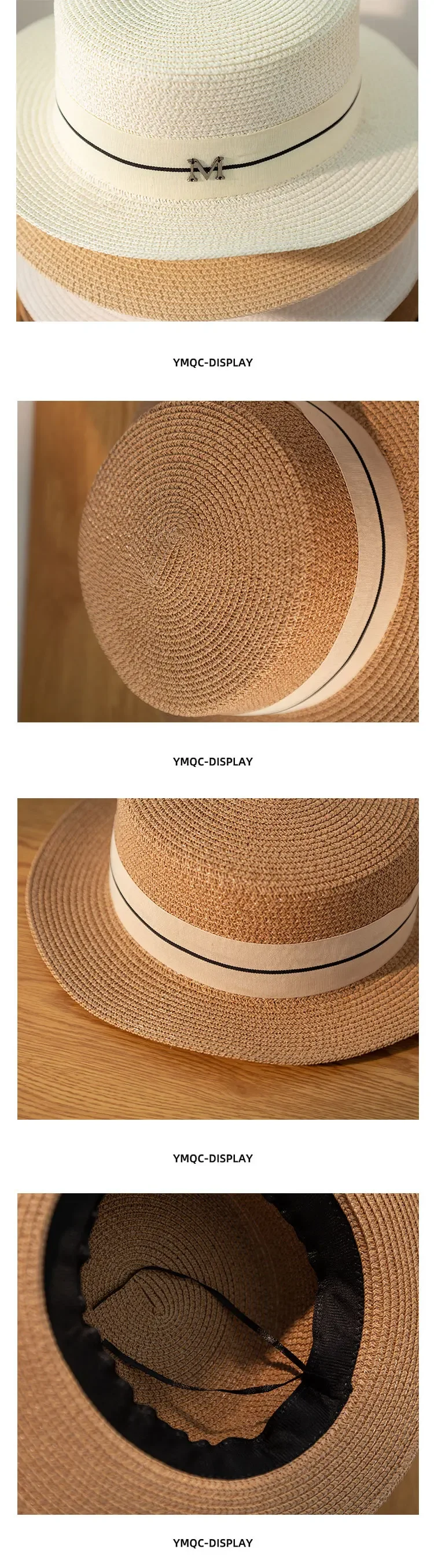 New Letters Embroidered Women Straw Hats Panama Wide Brim Jazz Hat Summer Hat Ladies Sun Hat Simple Flat Top Hat