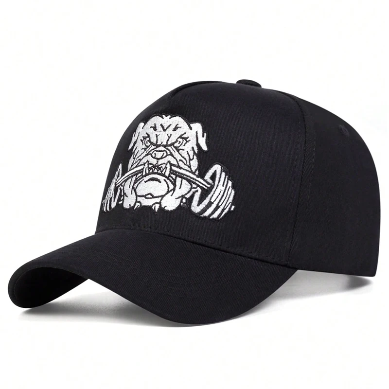 Unisex Bulldog Dumbbells Embroidery Baseball Caps Spring Autumn Outdoor Adjustable Casual Hats Sunscreen Hat Sports Cap
