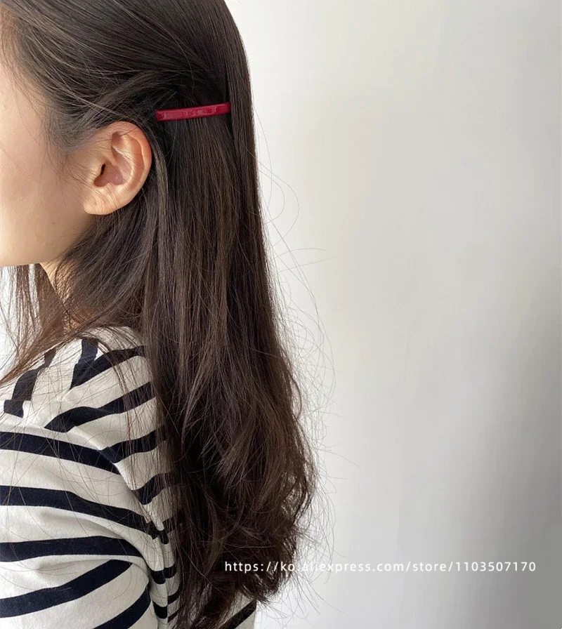 Jennie's candy colored buckle clip~South Korean France small bangs clip, broken hair clip, side clip with a straight line clip