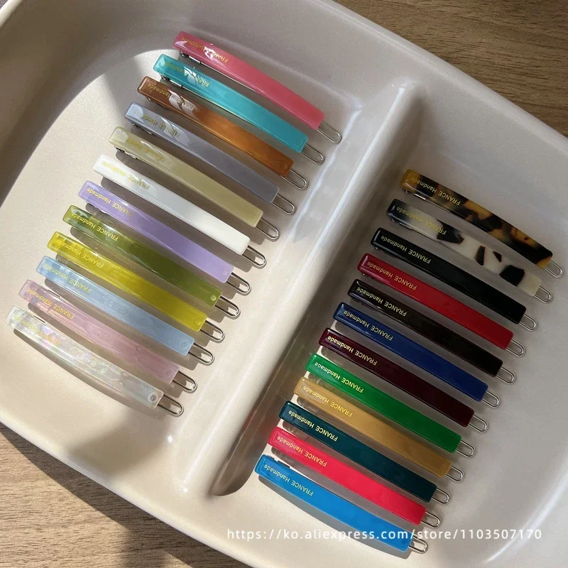 Jennie's candy colored buckle clip~South Korean France small bangs clip, broken hair clip, side clip with a straight line clip