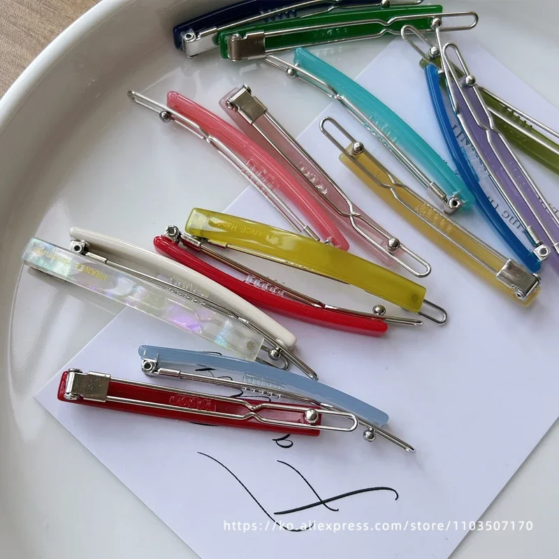 Jennie's candy colored buckle clip~South Korean France small bangs clip, broken hair clip, side clip with a straight line clip
