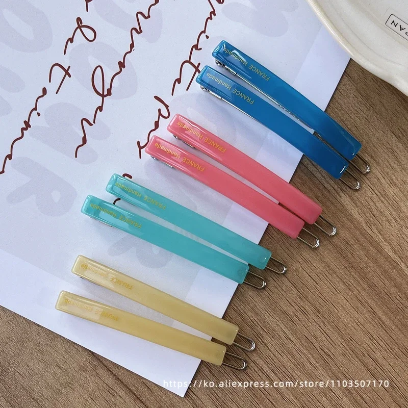 Jennie's candy colored buckle clip~South Korean France small bangs clip, broken hair clip, side clip with a straight line clip