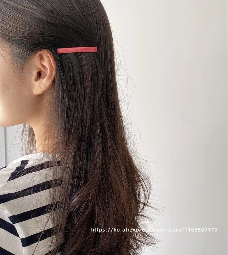 Jennie's candy colored buckle clip~South Korean France small bangs clip, broken hair clip, side clip with a straight line clip