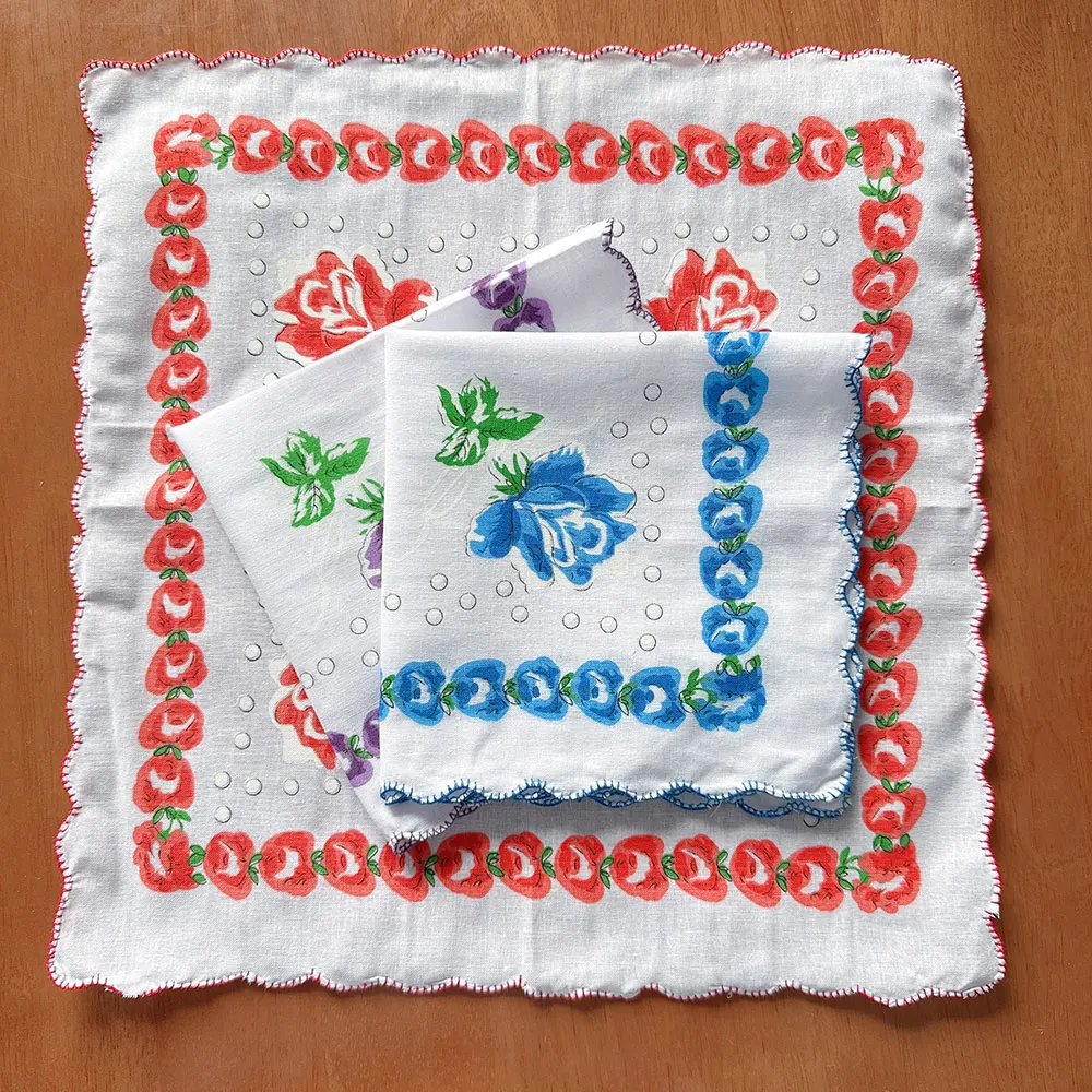 12 Packs of Women's Pure Cotton Printed Handkerchiefs, Pure Cotton Handkerchiefs, Wedding Bride Souvenirs, Flap Pocket Pants Scarf