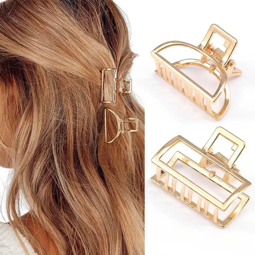 Mini Non Slip Claw Clips Hair Accessories Daily Party Gift for Women and Girls 2pcs Hair Claw Gold Hair Clips