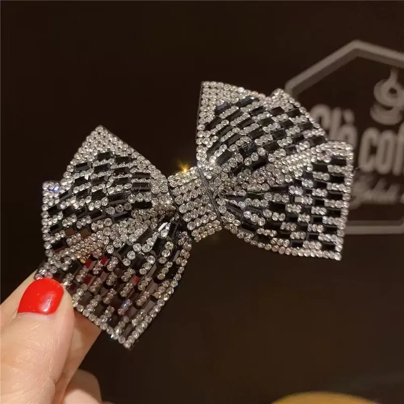 Light Luxury Fashion Bow Rhinestone Hairpin Super Shiny Hair Accessories For Women