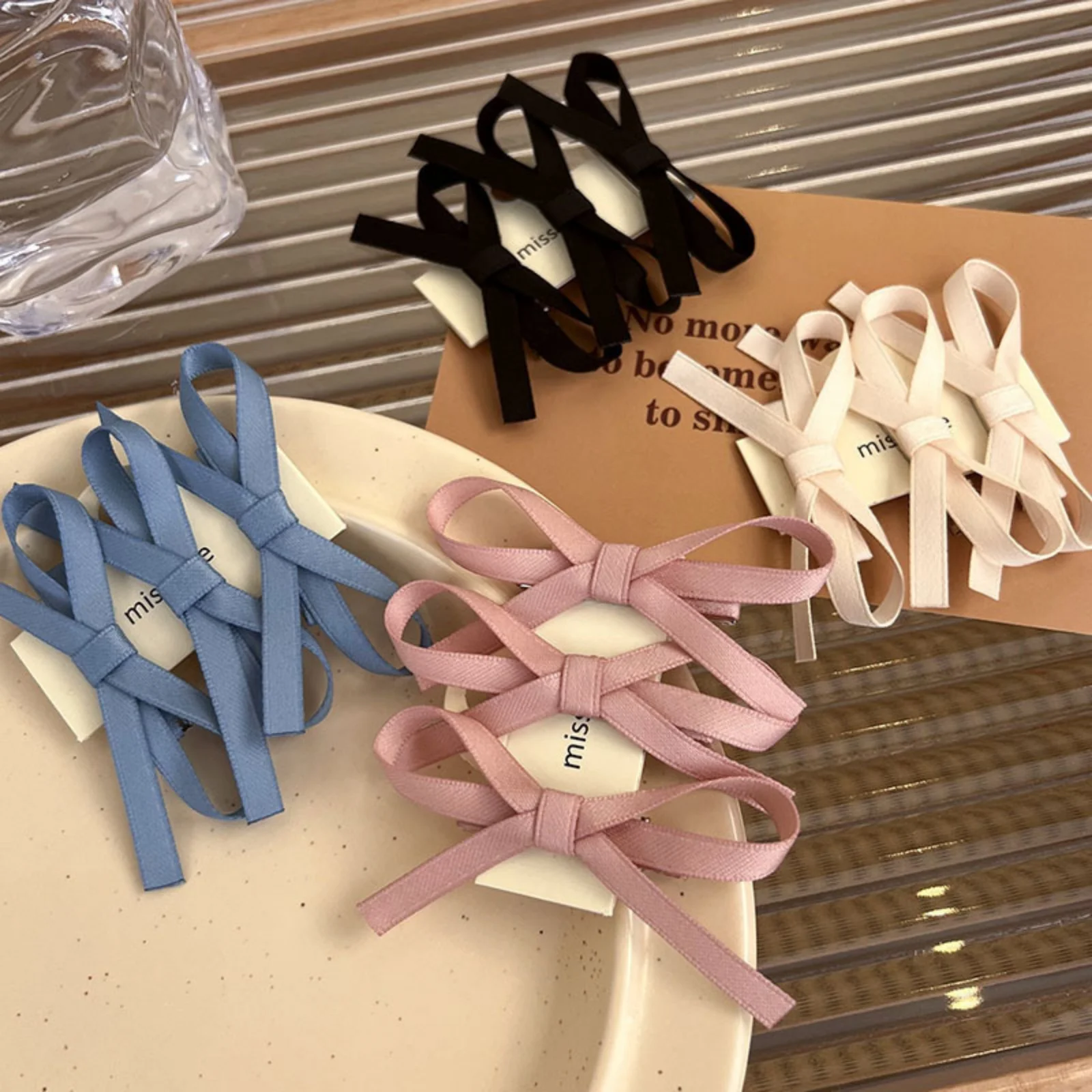 3PCS One Piece Clip Sweet & Spicy Vibe Ribbon Small Ribbon Braided Hair Clip Princess Hair Style Headdress Clip