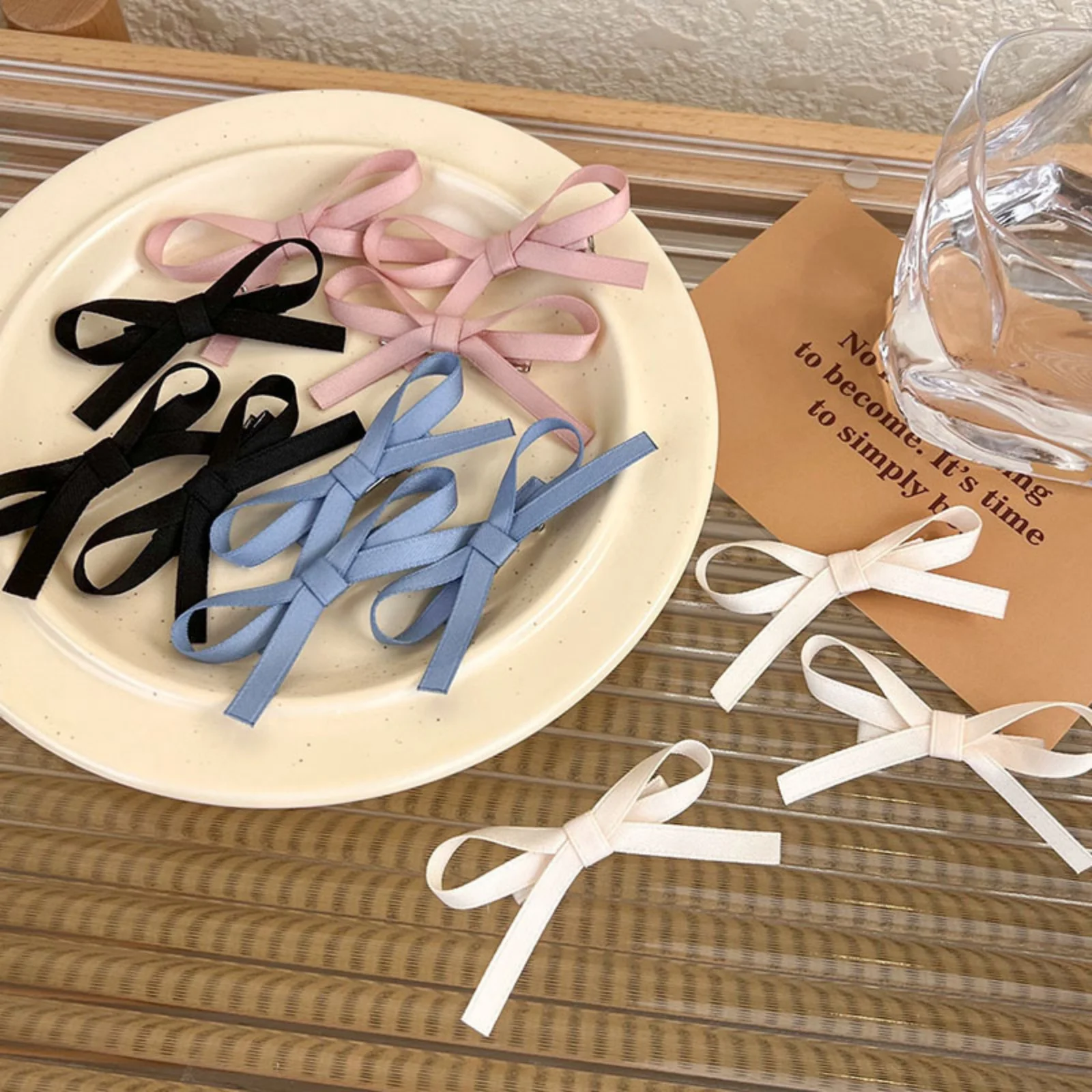 3PCS One Piece Clip Sweet & Spicy Vibe Ribbon Small Ribbon Braided Hair Clip Princess Hair Style Headdress Clip