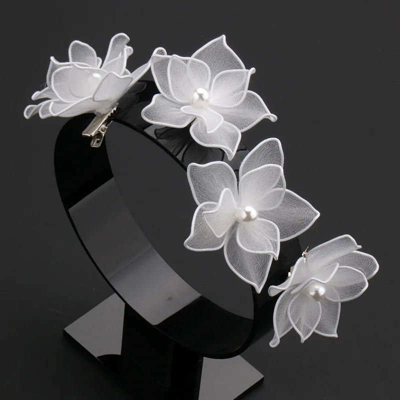 Pure Handmade Fabric Flower Styling Hair Accessories Multi-Layer Hairpin Popular Headdress Bride Wedding Accessories