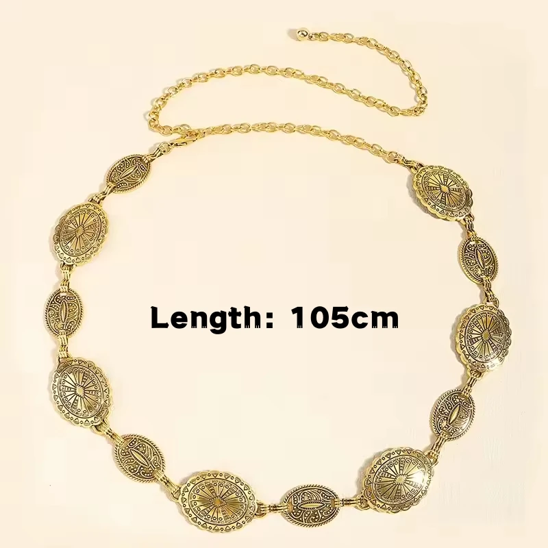1 Piece Set of Waist Chain Accessories for Women's Retro Bohemian Ethnic Style High-end Silver Metal Chain Belt with Skirt Belt