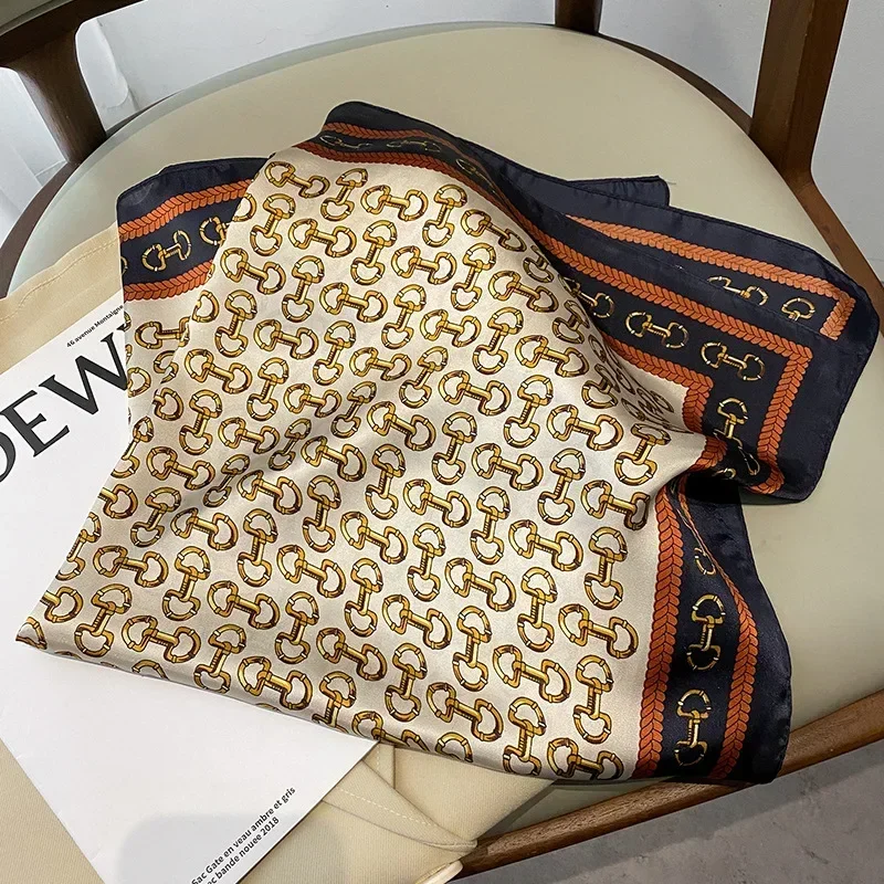 Elegant Ladies Soft Satin Square Scarf Fashionable Green Round Scarf Soft Woven Fashion Accessory Versatile Neck Wrap