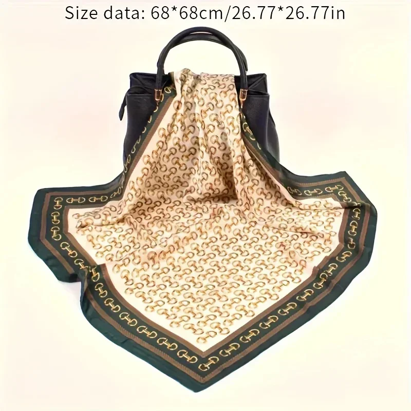 Elegant Ladies Soft Satin Square Scarf Fashionable Green Round Scarf Soft Woven Fashion Accessory Versatile Neck Wrap