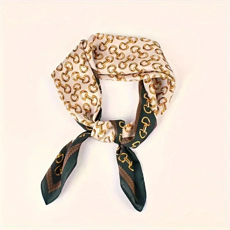 Elegant Ladies Soft Satin Square Scarf Fashionable Green Round Scarf Soft Woven Fashion Accessory Versatile Neck Wrap