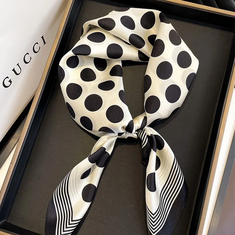 2025 Satin Imitation Print Silk Scarf Square Women Neck Scarves Wrap Headkerchief Beach Hair Band Women's Bandana