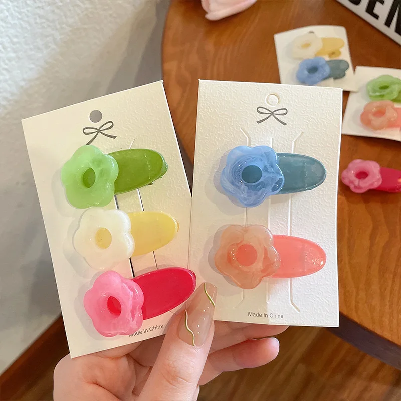 5pcs candy color transparent hair clip Japanese cute girl side bangs broken hair small clip bb clip headdress forehead hair clip