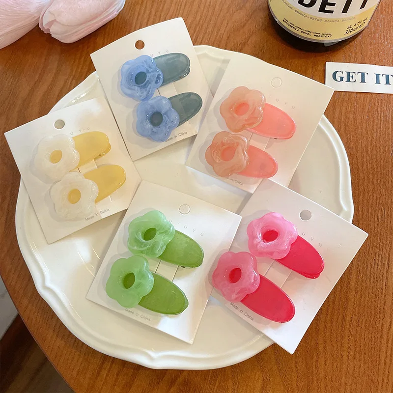 5pcs candy color transparent hair clip Japanese cute girl side bangs broken hair small clip bb clip headdress forehead hair clip