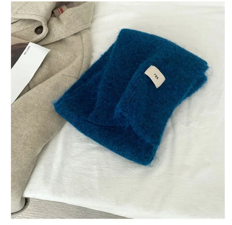Winter Mohair Scarf Women Luxury Scarves Thicken Warmer Soft Pashmina Shawls Wraps Female Pure Color Knitted Long Scarf