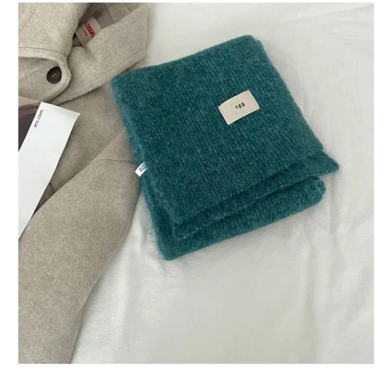 Winter Mohair Scarf Women Luxury Scarves Thicken Warmer Soft Pashmina Shawls Wraps Female Pure Color Knitted Long Scarf
