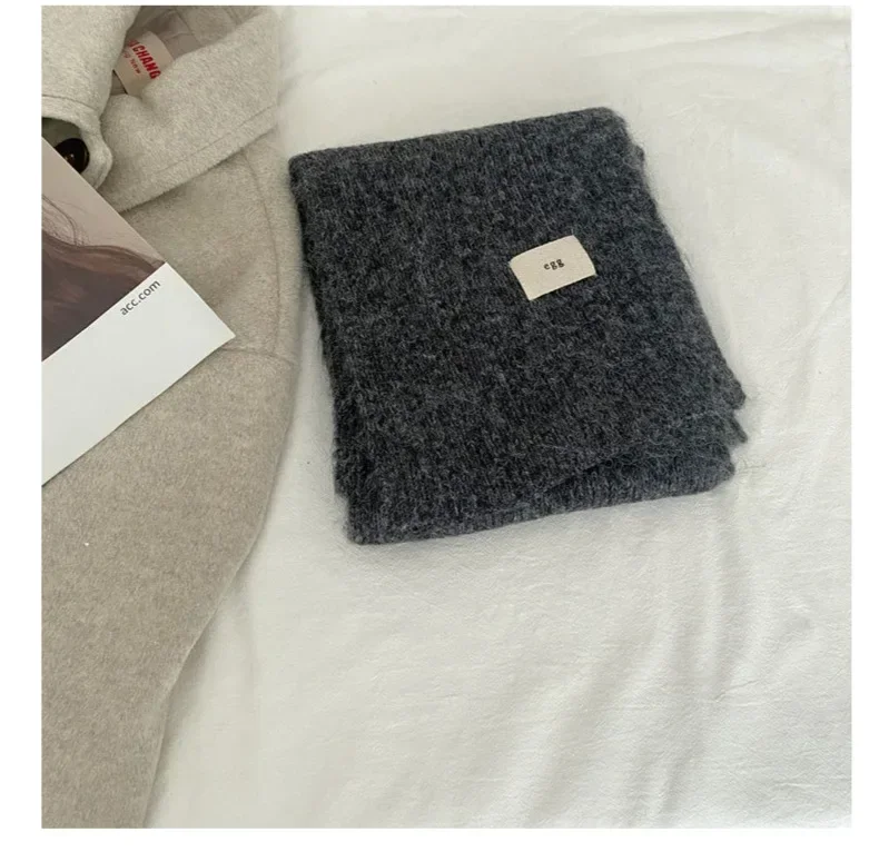 Winter Mohair Scarf Women Luxury Scarves Thicken Warmer Soft Pashmina Shawls Wraps Female Pure Color Knitted Long Scarf